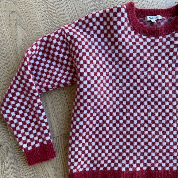 Madewell Red and White Checkered Women's Sweater - Picture 3 of 6